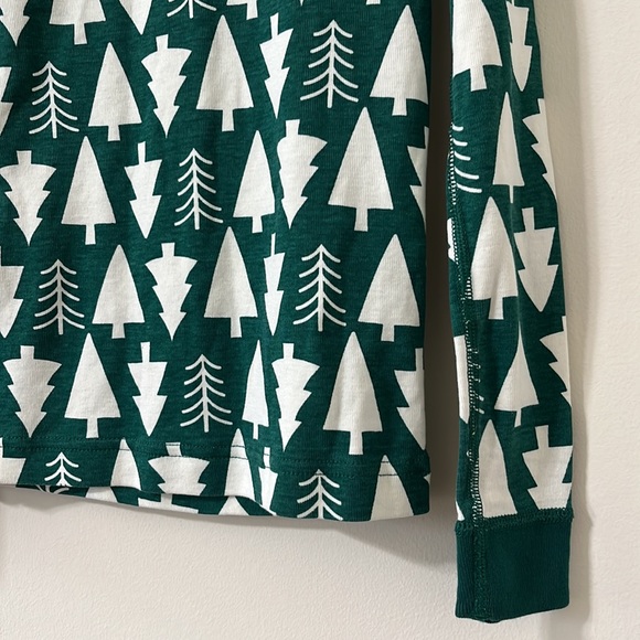 Hanna Andersson Green Christmas Tree Holiday Print Long John Pajama Top Size 8 - Picture 4 of 8